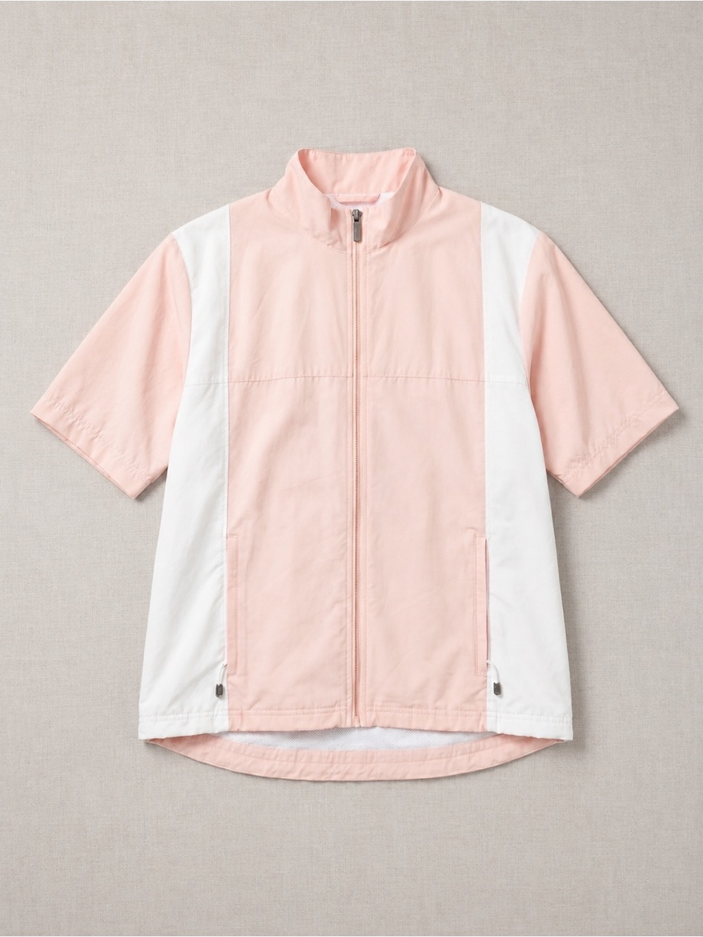 adidas Light Pink & White Short Sleeve Zip Jacket